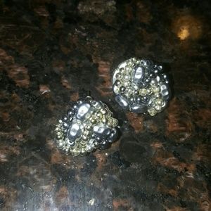 Silver and gray beaded earrings